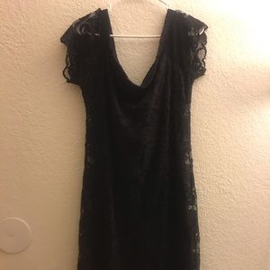 Plus size Midi Off the shoulder black lace dress